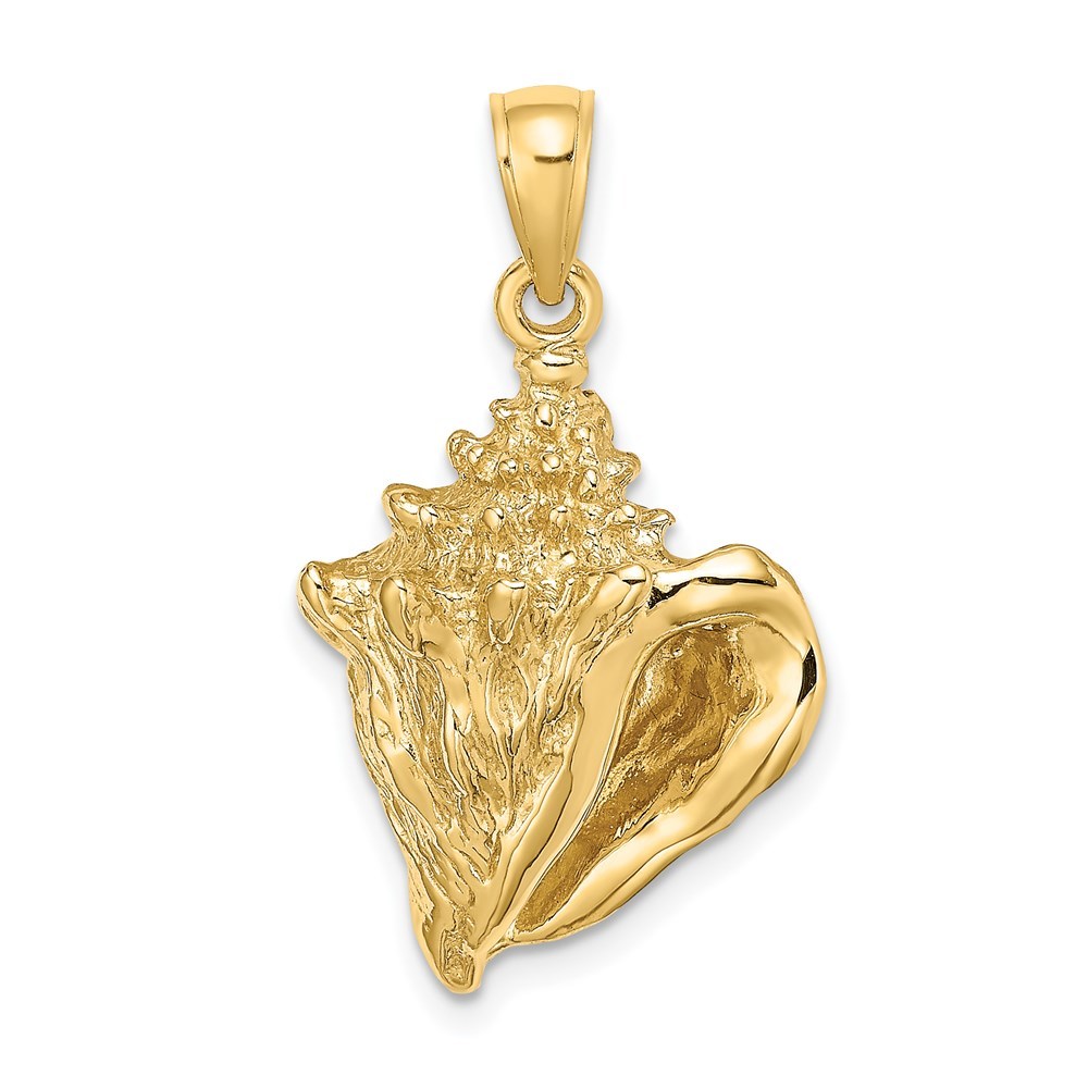 14k Yellow Gold Conch Shell Necklace Charm Pendant